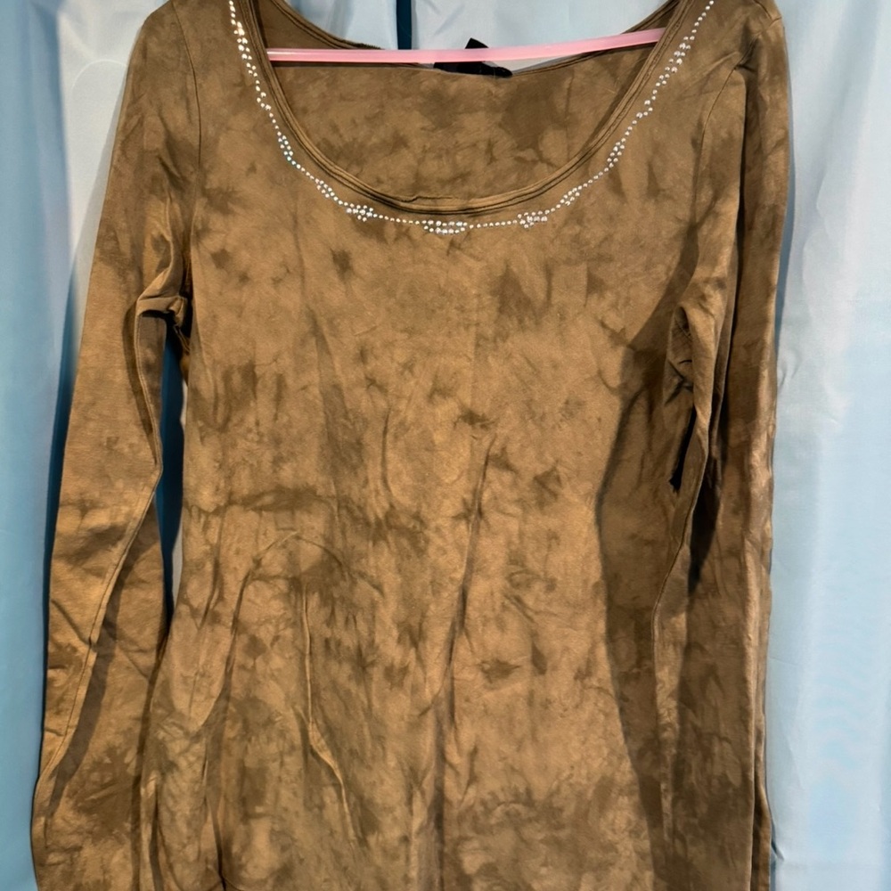 Express Brown Tan Long Sleeve Blouse